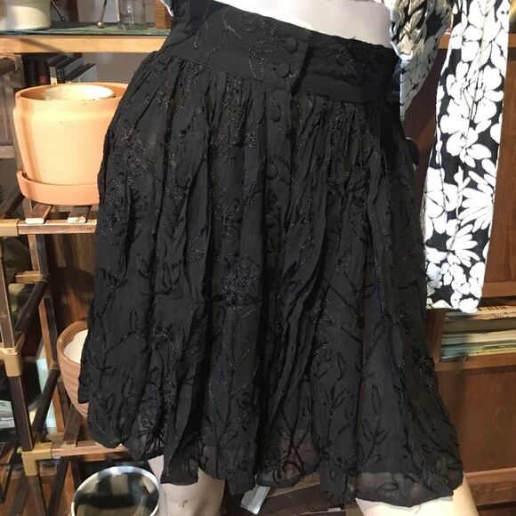 90’s ESPRIT Goth High Waist Embroidered Lace Pleated Button Down Mini Skirt - Picture 5 of 9